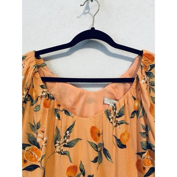 LOFT Top Womens Medium Orange Harvest Sweetheart Neckline Cottagecore Romantic - Picture 2 of 8